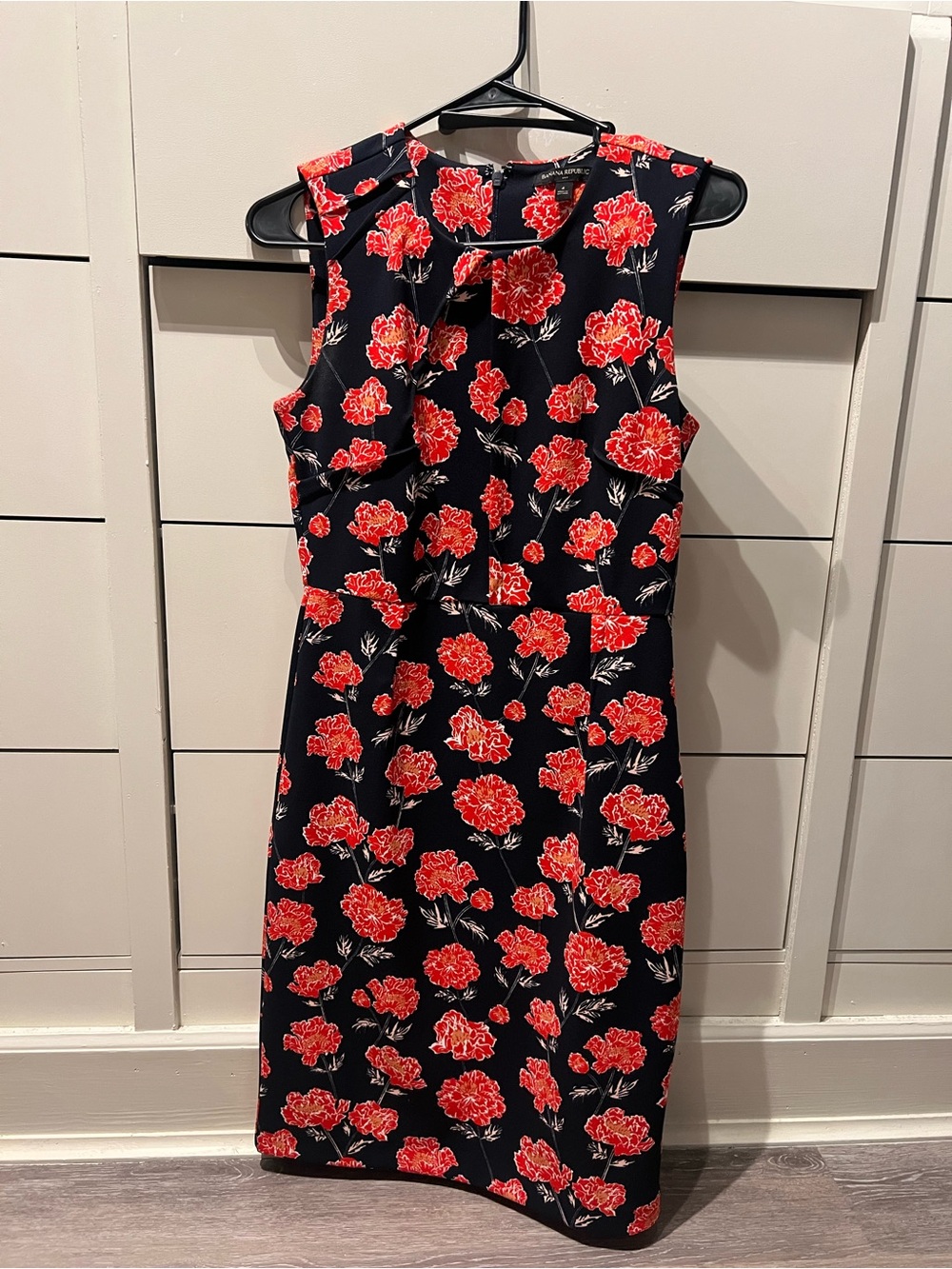 Banana Republic Navy Dress with Red Floral Print